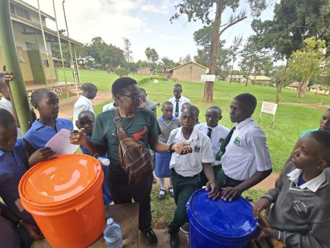 Researching teaching students outdoors about WASH systems