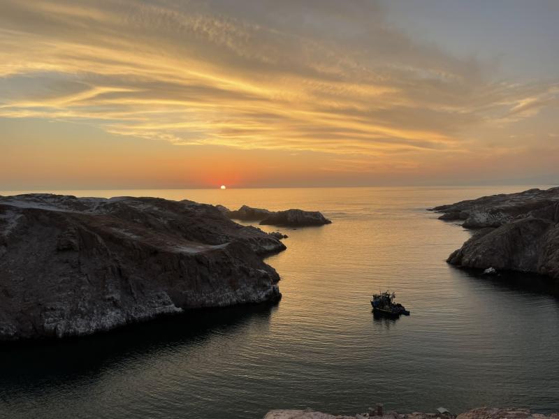 Sunset on rocky Peruvian coastline